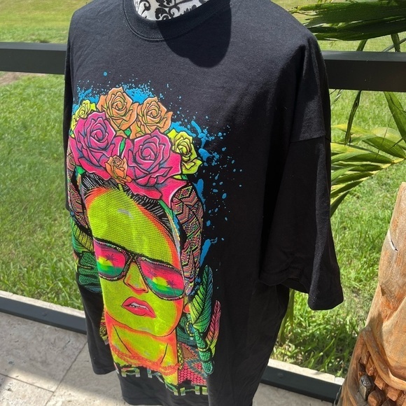 Frida T-shirts,Handmade Serigraphy Tshirt Artisanal Designs, Glow - Picture 4 of 10